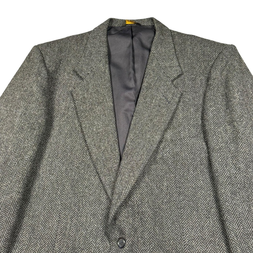 Vintage Farah Blazer Mens 42L Tweed Wool Herringbone Suit Jacket Formal Business - Picture 4 of 11
